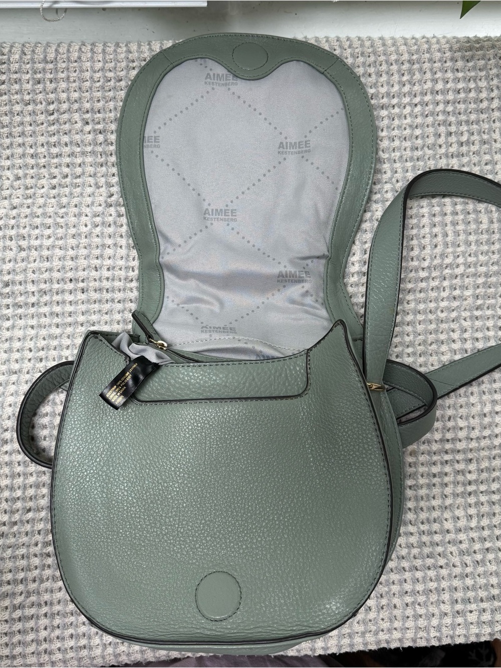 Women's Leather Crossbody Bag in Sage Green - Picture 4 of 9